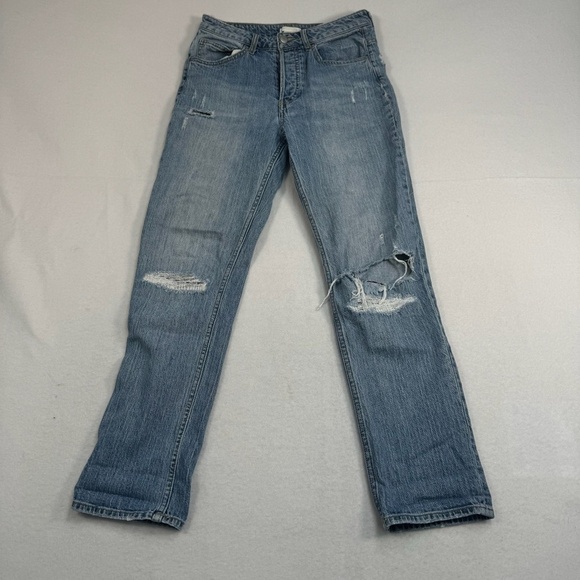 H&M Conscious Straight Leg Button Fly Jeans Womens Size 6 Light Wash Mid Rise - Picture 2 of 14